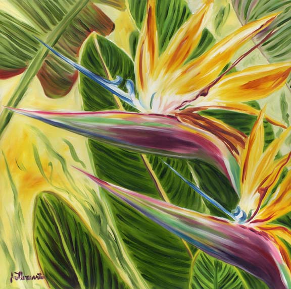 Birds of Paradise in Pastel oil by Jenny Floravita
