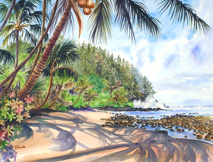 Island Paradise watercolor by Jenny Floravita