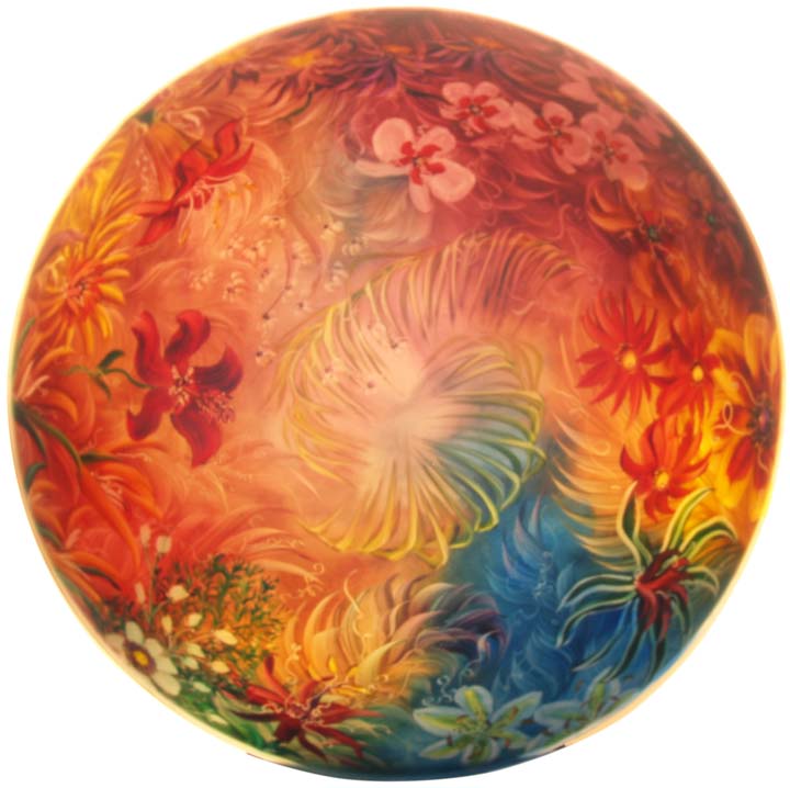 Summer Abundance Hand painted glass chandelier by Jenny Floravita