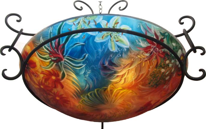 Summer Abundance Hand painted glass chandelier by Jenny Floravita