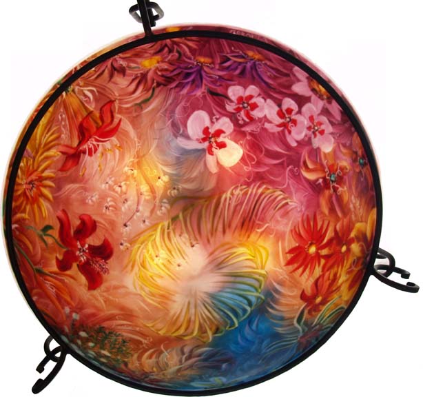 Summer Abundance Hand painted glass chandelier by Jenny Floravita