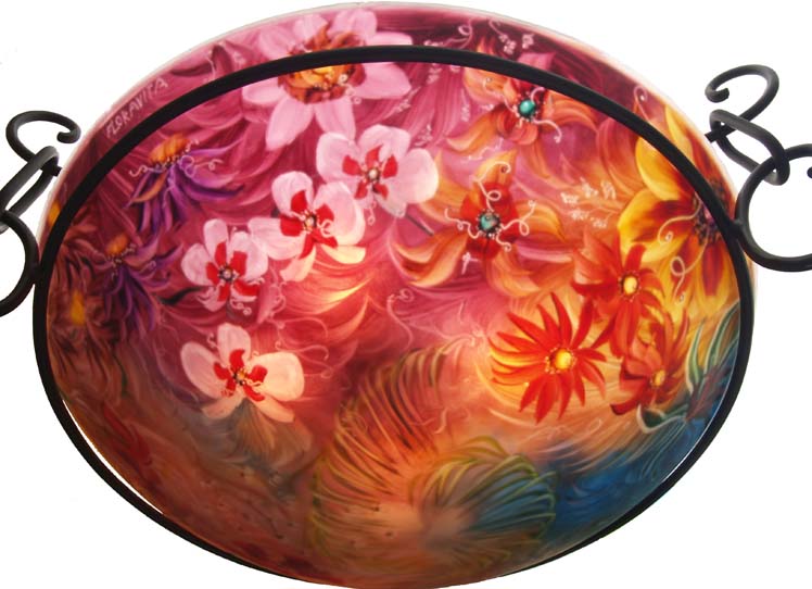 Summer Abundance Hand painted glass chandelier by Jenny Floravita