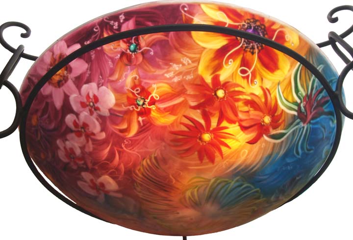 Summer Abundance Hand painted glass chandelier by Jenny Floravita