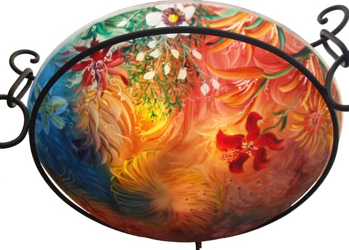 Summer Abundance Hand painted glass chandelier by Jenny Floravita