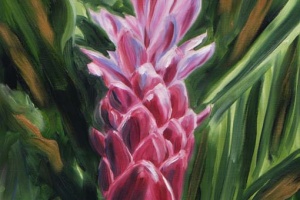 Tropical Pink Ginger Flower Painting