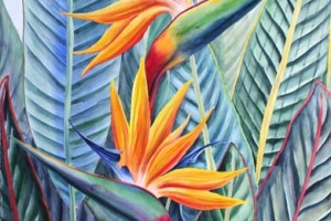 Birds of Joy Tropical Bird of Paradise Flower Painting