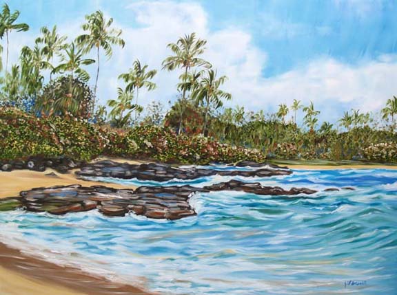 Romance on the Coco Palms Coast oil by Jenny Floravita