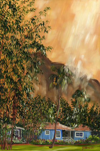 Blue Haven Under Sienna Skys oil by Jenny Floravita