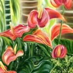 Tropical Hawaiian Pink Anthurium Flowers by Jenny Floravita
