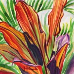 Orange Hawaiian Ti Leaves by Jenny Floravita