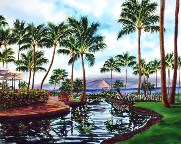 Maui Reflections watercolor by Jenny Floravita
