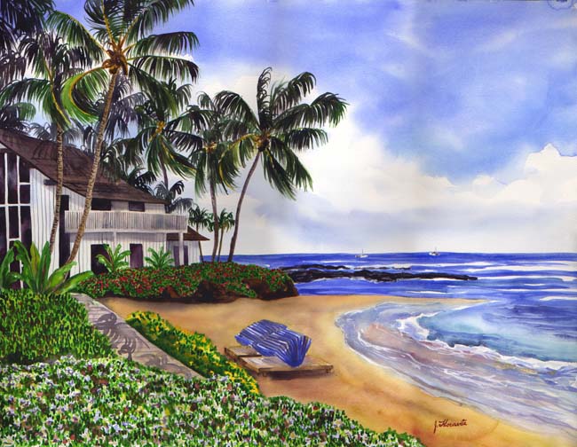 Simply Paradise at Kiahuna Plantation watercolor by Jenny Floravita