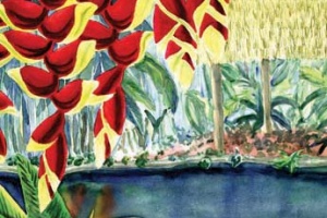 Red Pendant Heliconia and Orange Heliconia Tropical Flower