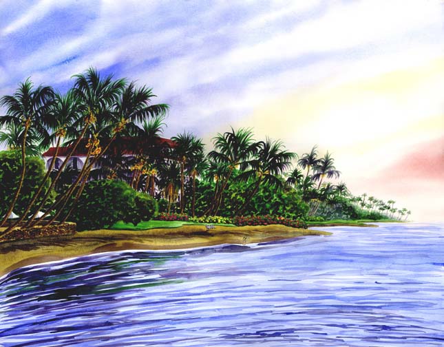 Evening in Paradise watercolor by Jenny Floravita