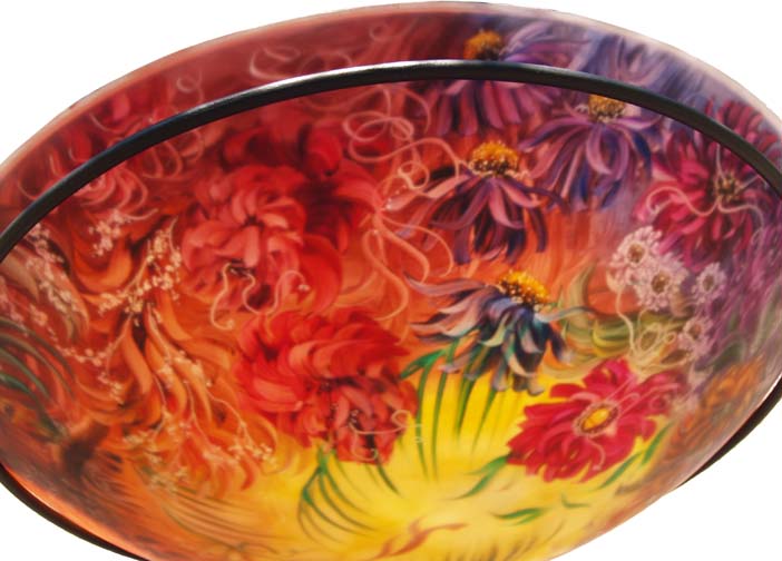Wildflower Waltz Reverse painted glass chandelier by Jenny Floravita