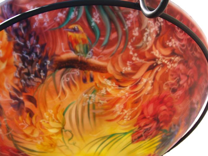 Wildflower Waltz Reverse painted glass chandelier by Jenny Floravita