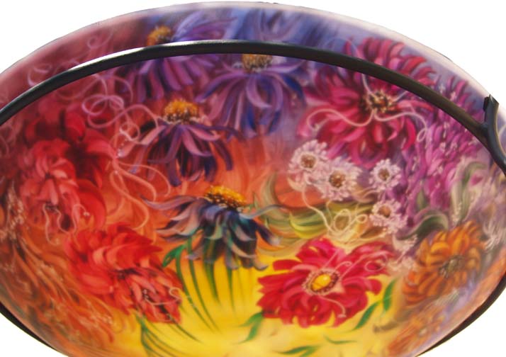 Wildflower Waltz Reverse painted glass chandelier by Jenny Floravita