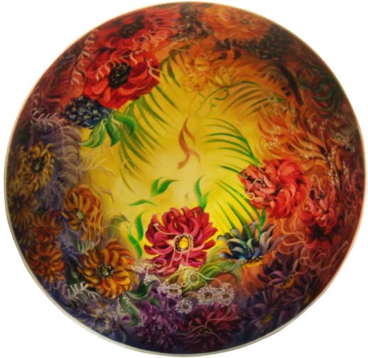 Wildflower Waltz Reverse painted glass chandelier by Jenny Floravita
