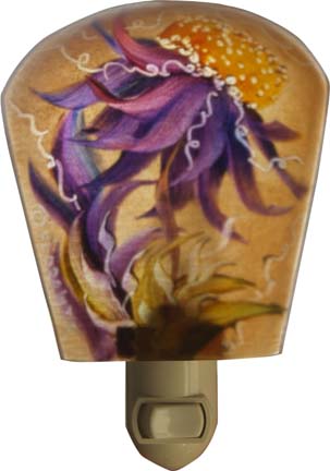 Purple Wildflower night light hand painted night light by Jenny Floravita