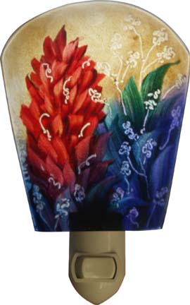 Red Ginger flower night light hand painted night light by Jenny Floravita