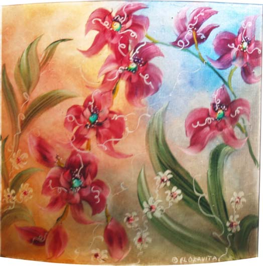 Tropical Orchid Wall Sconce painted wall sconce by Jenny Floravita