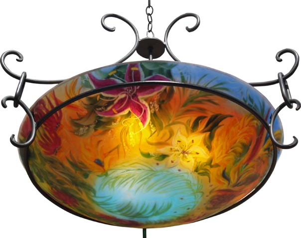 Urban Paradise Reverse painted glass chandelier by Jenny Floravita