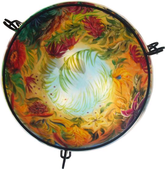Urban Paradise Reverse painted glass chandelier by Jenny Floravita