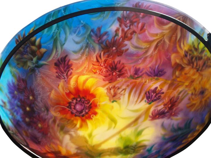 Sunflower Summer Hand painted glass chandelier by Jenny Floravita