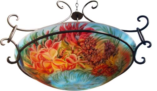 Summer in Maui Hand painted glass chandelier by Jenny Floravita