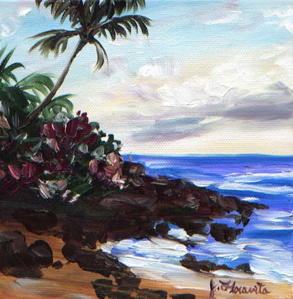 Salt Water Pool On The Shore oil by Jenny Floravita