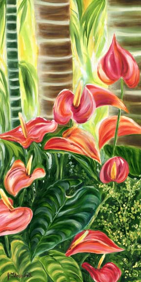 Anthurium Flowers oil by Jenny Floravita