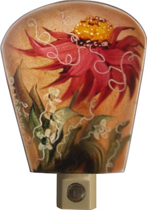 Red Wildflower night light hand painted night light by Jenny Floravita