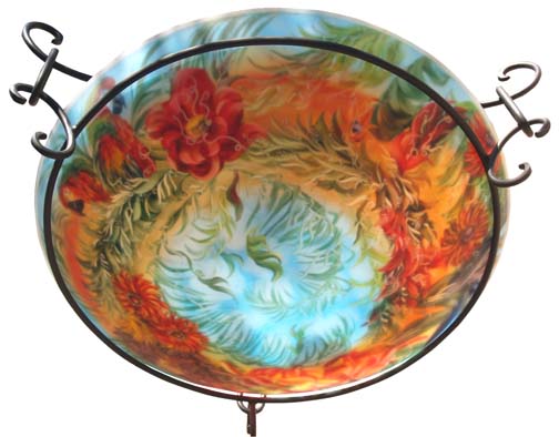 Summer in Maui detail Hand painted glass chandelier by Jenny Floravita