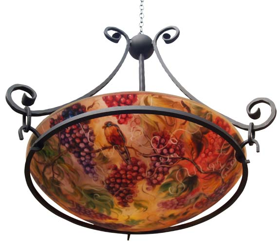 Vineyard Romance Series Hand painted glass chandelier by Jenny Floravita