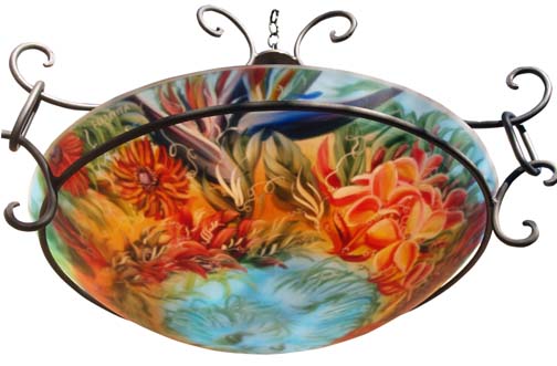 Summer in Maui detail Hand painted glass chandelier by Jenny Floravita