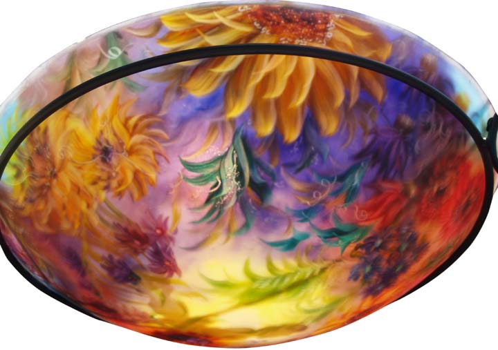 Sunflower Summer Hand painted glass chandelier by Jenny Floravita