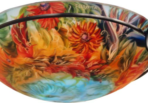 Summer in Maui detail Hand painted glass chandelier by Jenny Floravita