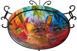 Macaw Bliss, Reverse Painted Chandelier