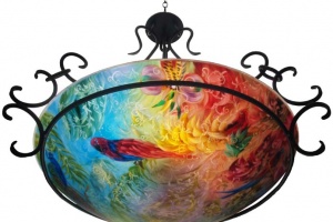 In Good Company, Reverse Painted Chandelier
