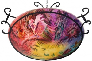 Rainforest Exotics, Hand Painted Glass Chandelier