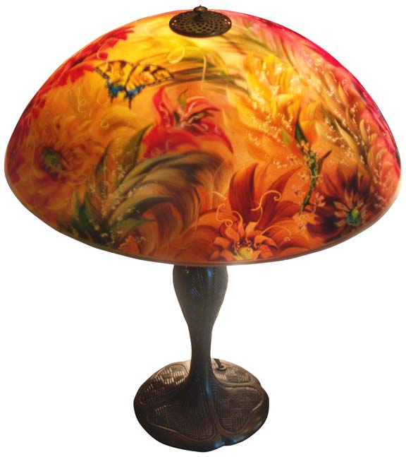 Painted Table Lamps on Ambience Reverse Painted Table Lamp   Floravita Reverse Painted Glass