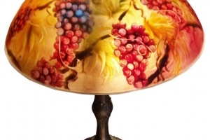 Vineyard Romance, Reverse Painted Table Lamp
