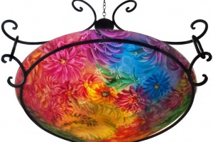 June Garden Bloom, Reverse Painted Chandelier