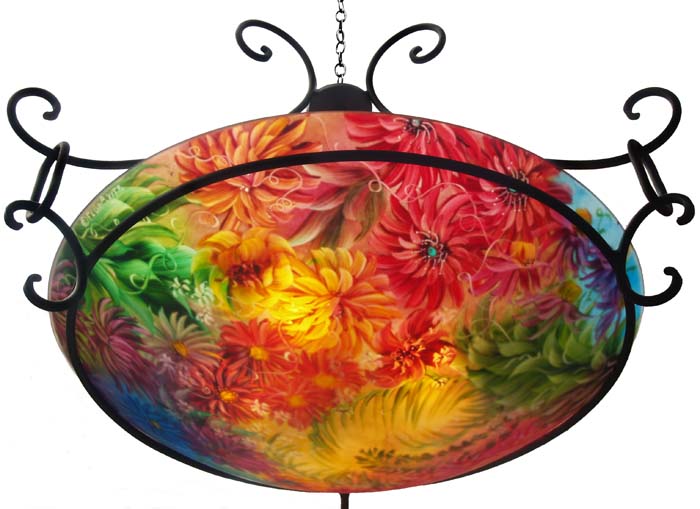 June Garden Bloom painted chandelier by Jenny Floravita