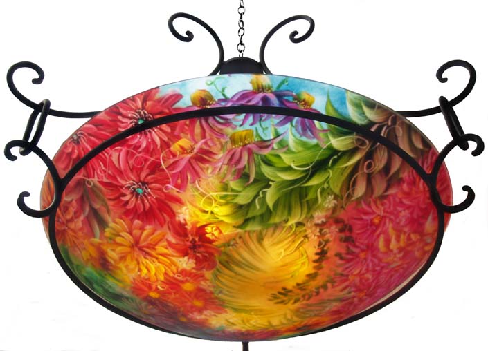 June Garden Bloom painted chandelier by Jenny Floravita