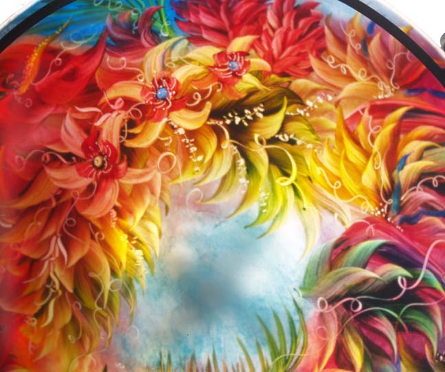 Life in the Tropics hand painted chandelier by Jenny Floravita