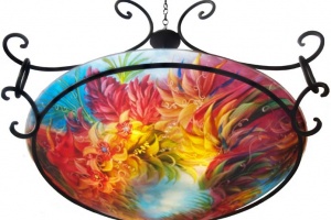 Life In The Tropics, Hand Painted Glass Chandelier