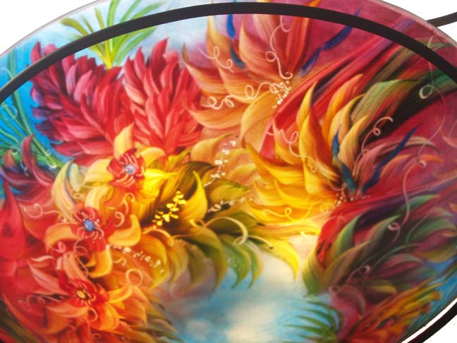 Life in the Tropics hand painted chandelier by Jenny Floravita