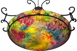 Coastal Bouquet, Reverse Painted Glass Chandelier