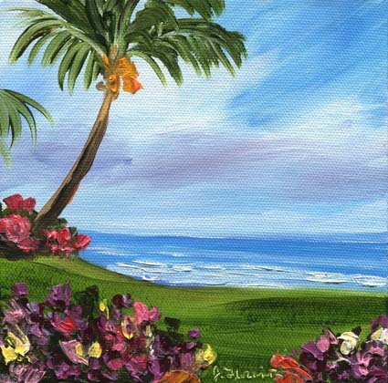 Flowers in Kauai oil painting by artist Jenny Floravita